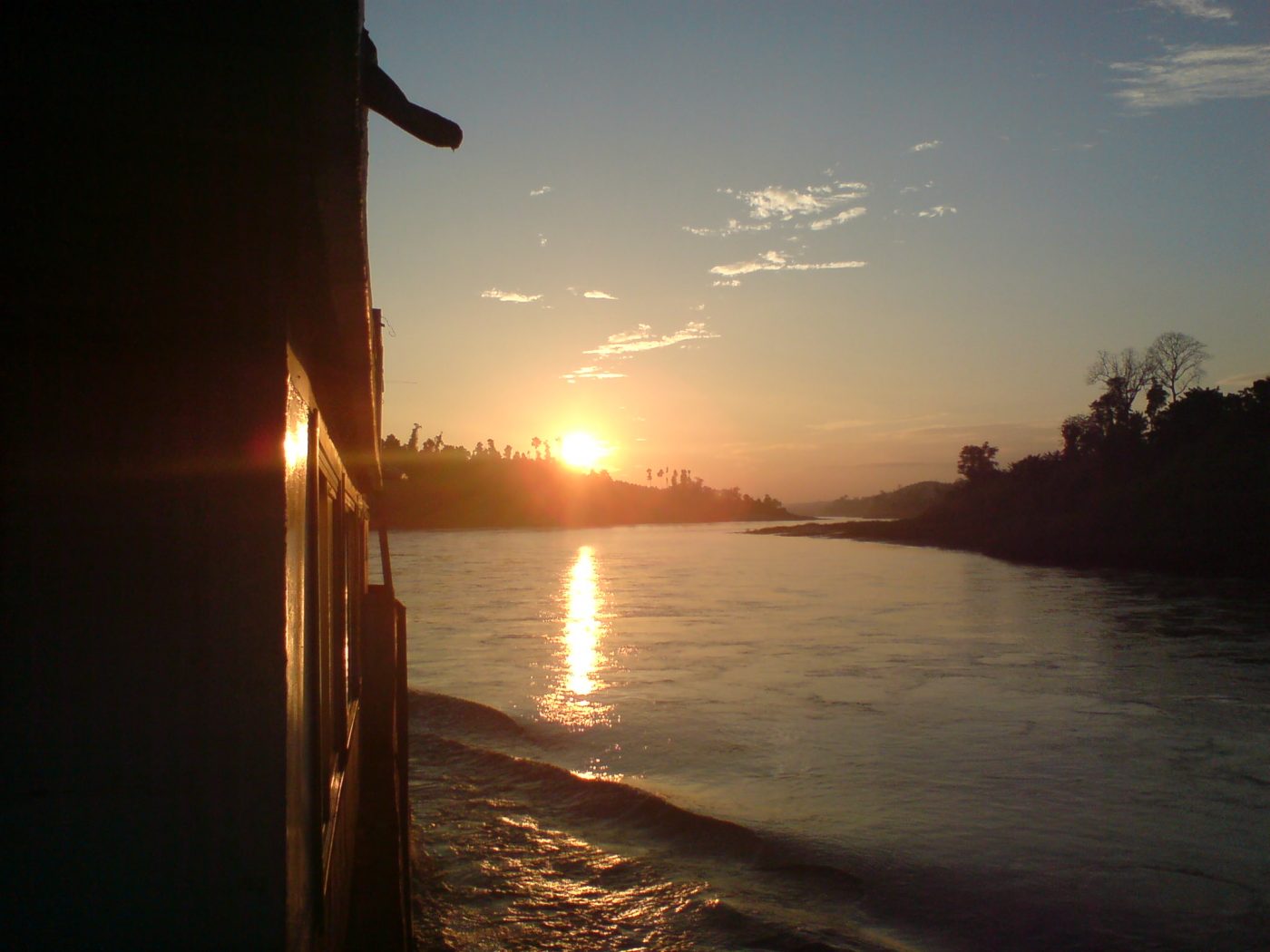 Sunset on the cargo boat