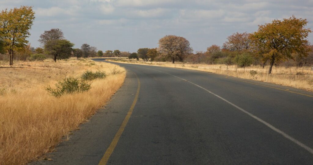 Driving through Botswana