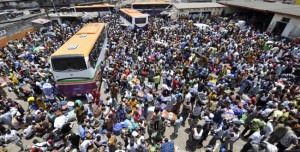 Busy bus station