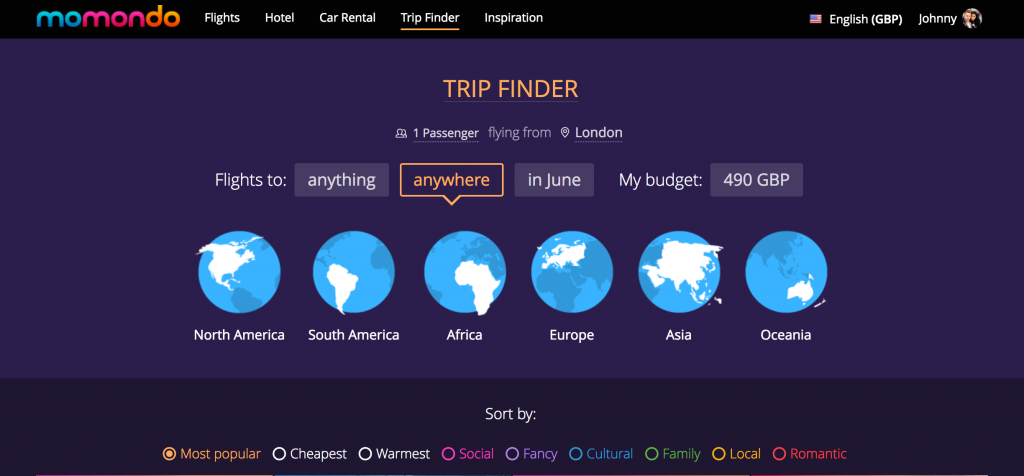 momondo trip finder