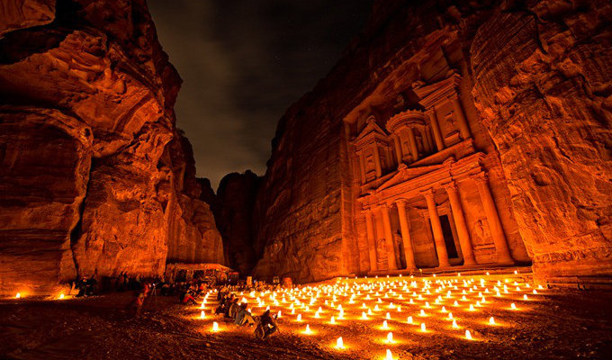 Petra in Jordan at night