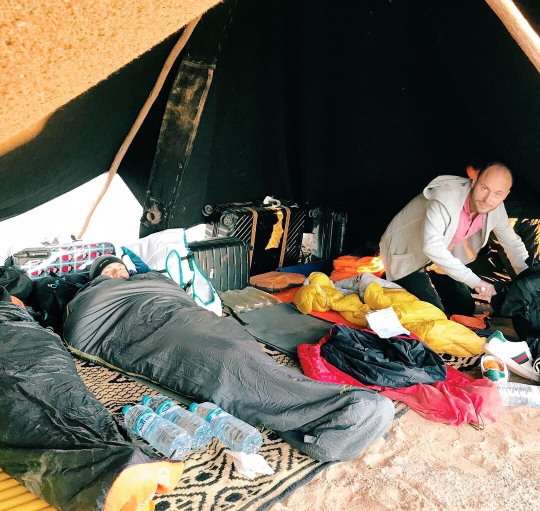 Preparing food in the tent