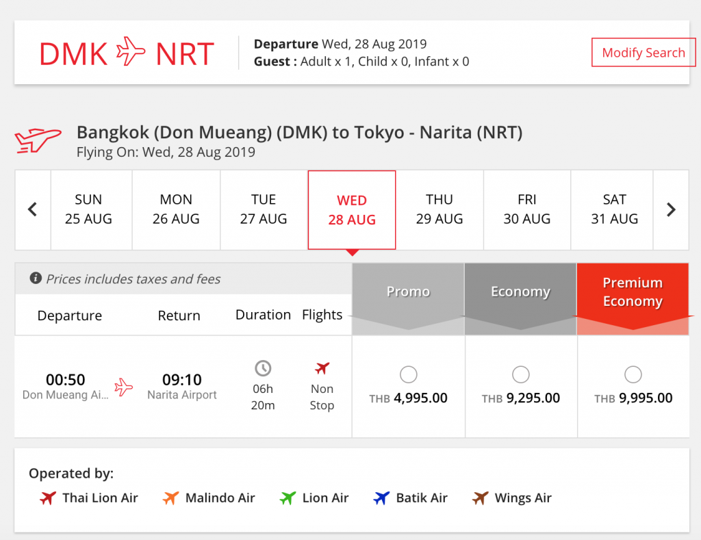 thai lion air check in baggage price