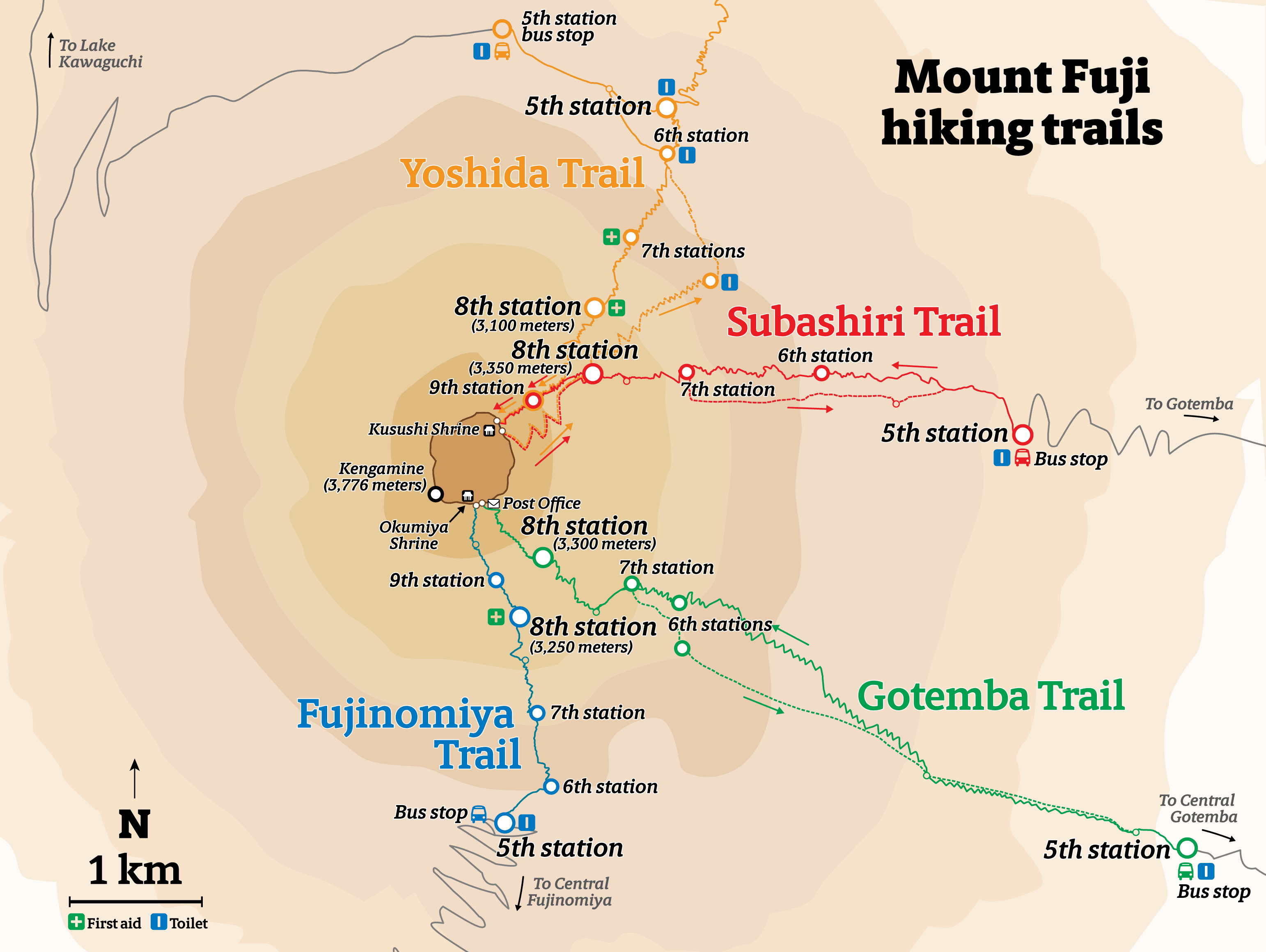 Mount Fuji Climbing Routes One Step 4Ward