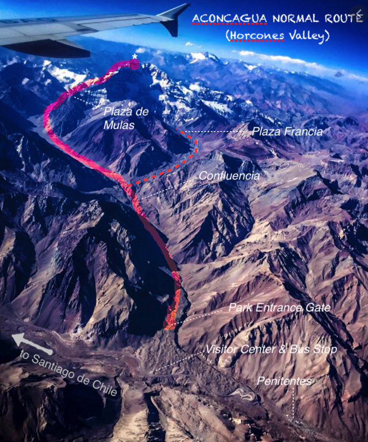 aconcagua normal route map