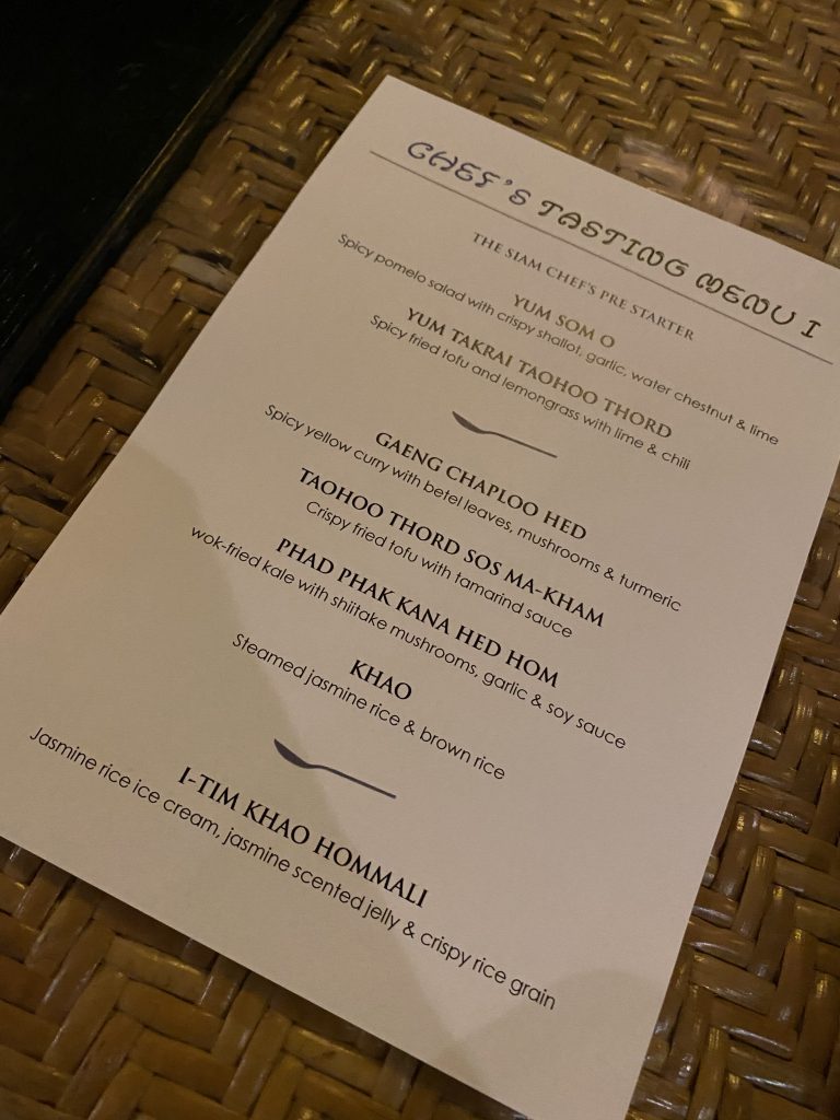 chon thai restaurant the siam hotel menu