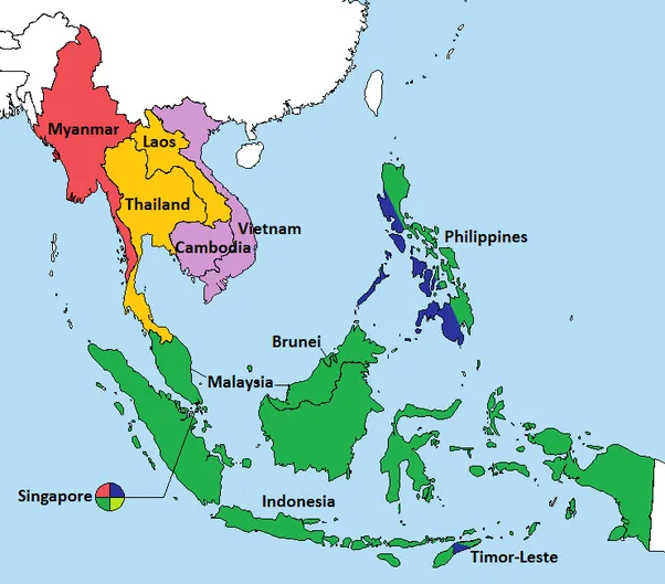 countries in southeast asia map