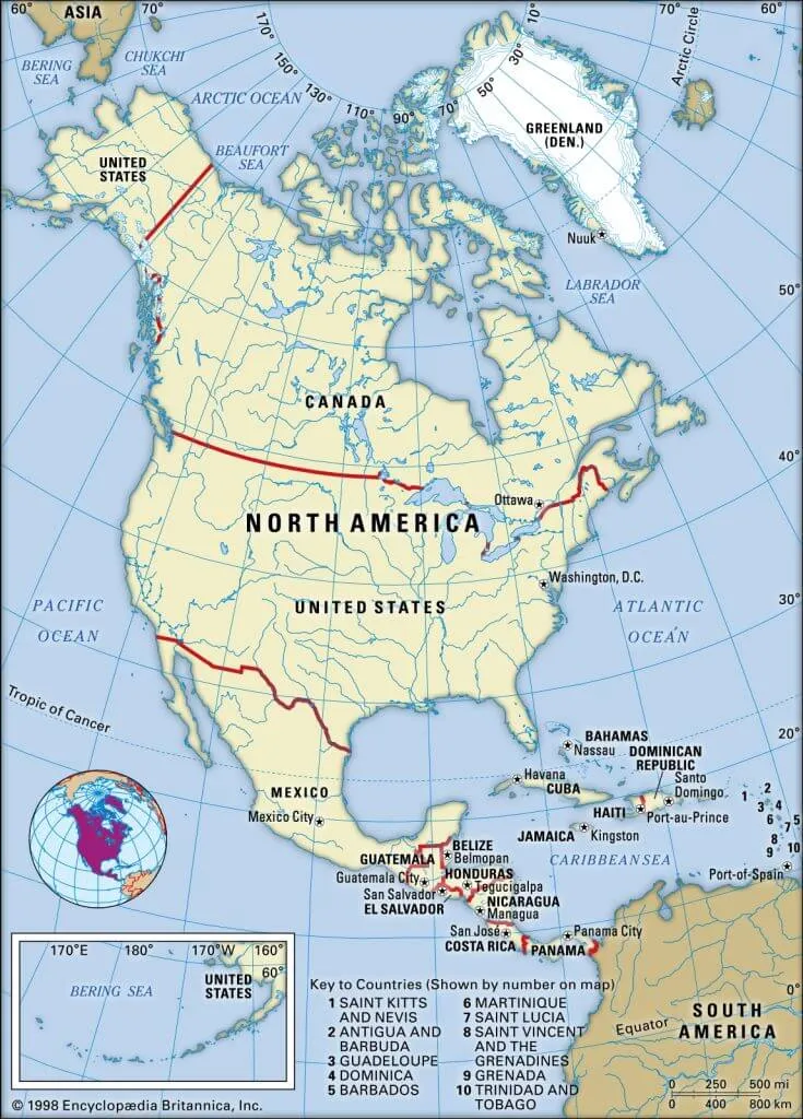 How many countries in North America