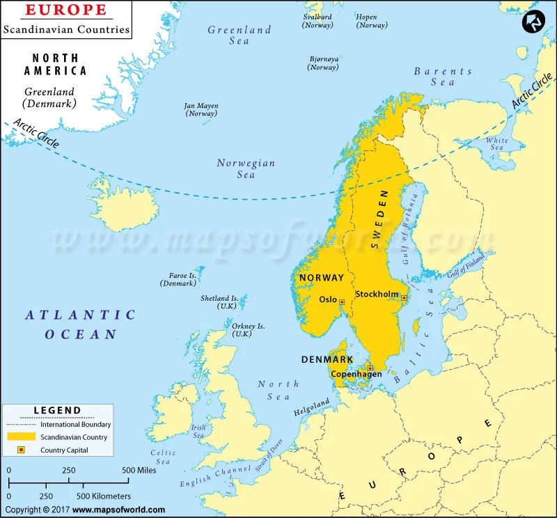 A map of Scandinavian countries